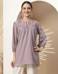 Solid Straight Poly Georgette Top