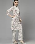 Floral Printed Poly Viscose Kurta Set