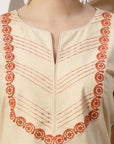 Solid Embroidered A-Line Kurta Set with Palazzo & Printed Dupatta