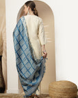 Solid Embroidered A-Line Kurta Set with Palazzo & Printed Dupatta