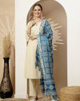 Solid Embroidered A-Line Kurta Set with Palazzo & Printed Dupatta