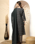 Floral Printed A-Line Kurta Set with Tassel Detail & Dupatta