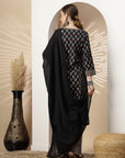 Floral Printed A-Line Kurta Set with Tassel Detail & Dupatta