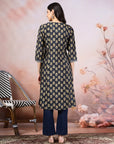 Floral Printed A-Line Modal Kurta Set with Zari Embroidery