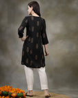 Floral Printed A-Line Rayon Slub Kurta