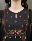 Floral Printed A-Line Rayon Slub Kurta