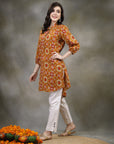 Ethnic Motif Printed High-Low Poly Viscose Kurti