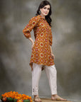 Ethnic Motif Printed High-Low Poly Viscose Kurti
