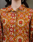 Ethnic Motif Printed High-Low Poly Viscose Kurti