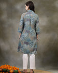 Floral Printed High-Low Modal Chanderi Kurti