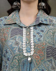 Floral Printed High-Low Modal Chanderi Kurti