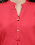 Solid Straight Cotton Tunic with Roll-Up Sleeves