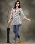 Floral Printed Straight Cotton Kurti