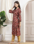 Ethnic Motif Printed Straight Modal Chanderi Kurta