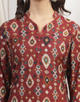 Ethnic Motif Printed Straight Modal Chanderi Kurta