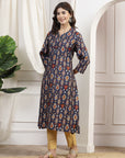 Ethnic Motif Printed Straight Modal Chanderi Kurta