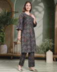 Ethnic Motif Printed Modal Chanderi Kurta Set with Bandhani Printed Palazzo