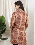 Maroon Viscose Rayon Kurti with Ethnic Motifs & Tassel Detail