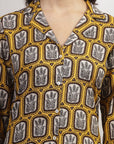Ethnic Motif Printed A-Line Viscose Rayon Kurta with Shirt Collar