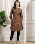 Ethnic Motif Printed A-Line Modal Chanderi Kurta