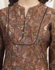 Ethnic Motif Printed A-Line Modal Chanderi Kurta