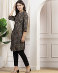 Ethnic Motif Printed A-Line Modal Chanderi Kurta