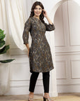 Ethnic Motif Printed A-Line Modal Chanderi Kurta