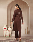 Viscose Blend Kurta Set with Ethnic Motif Embroidery