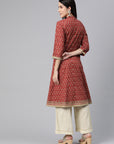 Floral Printed Flowy A-Line Cotton Cambric Kurta