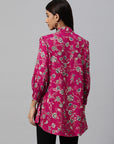 Floral Printed Straight Modal Chanderi Button-Down Shirt