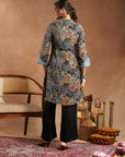 Floral Printed A-Line Modal Chanderi Kurta