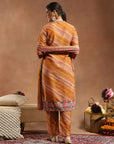Floral Printed Silk Kurta Set with Sewroskie Work & Printed Dupatta