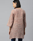 Floral Printed Cotton A-Line Kurti with Tie-Up Neck