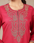 Zari-Embroidered Poly Viscose Kurta Set with Palazzo