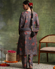 Floral Pashmina Wool Kurta Set with Chiffon Dupatta