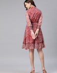 Paisley Printed Chiffon Knee-Length Fit & Flare Dress