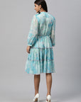 Floral Printed Chiffon Fit & Flare Midi Dress