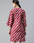 Striped Straight Above Knee Modal Chanderi Kurti