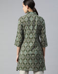 Ethnic Motif Printed Modal Chanderi High-Low Kurti