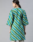 Striped Straight Above Knee Modal Chanderi Kurti