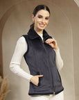 Velour Fur Sleeveless Jacket with Structured Collar & Zipper Closure