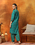 Viscose Rayon Zari Embroidered Kurta with Ethnic Print Palazzo