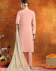 Knitted Wool Kurta Set with Ari Embroidery & Tasselled Dupatta