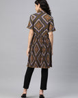 Ethnic Motif Printed Kurti with Ruffle Sleeves