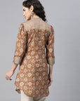Ethnic Motif Printed Straight Modal Chanderi Kurti