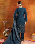 Calf-Length Jacquard Wool Kurta Set with Swarovski Detail & Dupatta