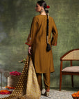 Vetican Embroidered Kurta Set with Bell Sleeves & Khadi Silk Dupatta
