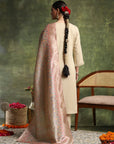 Cotton Linen Kurta Set with Ari Embroidery, Palazzo & Assam Silk Dupatta