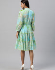 Floral Printed Chiffon Fit & Flare Midi Dress