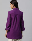 Solid Straight Cotton Button-Down Shirt